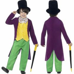 Roald Dahl Charlie og chokoladefabrikken Willy Wonka Børnekostume Drenge Halloween Kostume Fancy Dress Book Day L