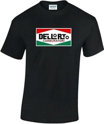 Sort DELLORTO Tshirt til mænd Italiensk løbehjul Retro Vespa Lambretta 15 Sort S