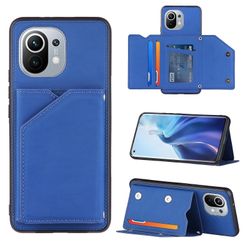 Gangxun Sag For Xiaomi Mi 11 Vintage Cuir Cover Læderetui Kofanger - Bleu