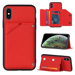 Gangxun Sag Til Iphone X/ xs Vintage Cuir Cover Læderetui Kofanger - Bleu