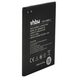 vhbw-akku, joka on yhteensopiva Wiko Jerry 3, 2 -matkapuhelimen kanssa (2500 mAh, 3,8 V, litiumioniakku) ilman väriä/sisäistä akkua