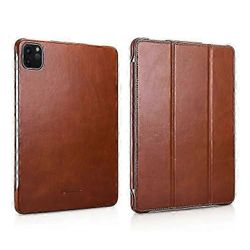 ICARER-yhteensopiva iPad Prolle 11 tuuman (2022) / (2021) / (2020) / (2018) Retro Tri-fold aitoa nahkaa älykotelon kansi Ruskea