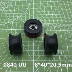 Begrænsede nylonrullelejer 0840uu 8 mm rillestyreskive forseglet skinnekuglelejehjul 8 * 40 * 20.5 mm
