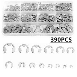 390stk E Clip Circlip Skive Sortiment Kit 304 Rustfrit Stål 1,2-15 Mm Udvendig Fastholdelsesring Clips Til Remskiys aksel