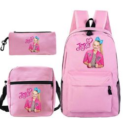 3 stk / sett Jojo Siwa skoleveske trykt satchel ryggsekk med blyant bag messenger bag