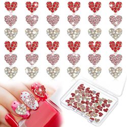 60-pak 3d hjerteform neglecharme til negle hjerteform negle rhinsten applikation kærlighed krystal negle charme diamantlegering negle ædelsten deko...