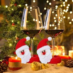 Varychmoo Jule vin glas cover dekoration Kop flaske ringe Xmas Party Tabel Decors 6pcs Julemanden