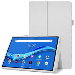 Yhteensopiva Lenovo Tab M10 Plus TB-X606F PU -nahkakotelon kanssa Iskunkestävä läppätablettikotelo jalustalla joustava kynäpidike Valkoinen