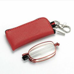 Varychmoo Unisex Kvinder Mænd Foldbare Teleskopiske Foldbare Læsebriller Anti-blå Med Etui Rød 200 Degree