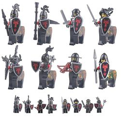 8 stk middelaldersk militær ridder figurer bygge blokk brann drage soldat montere leketøy