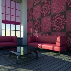 IlyDecor Carta da parati geometrica - Ornamenti di tonalità porpora 350x270