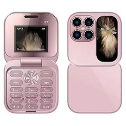i17mini dual SIM mini vanhusten matkapuhelin 2G 32MB + 32MB käännettävä taitettava puhelin - ruusukulta Monivärinen Rose Gold