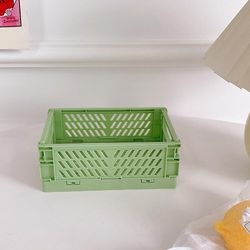 1 Pc Mini Desktop Cream Farve Plast Foldbar Stationær Arrangør, Grøn Farve