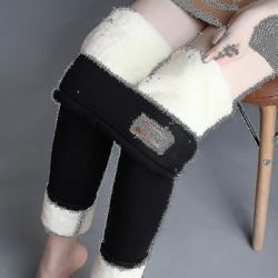 Vinter Sherpa Fleece Foret Leggings High Waist Stretchy Tykk Kasjmir Leggings plysj Varm Thermal Pants