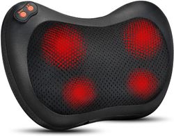 Linkrunning Baghalsmassager, Shiatsu-massagepude med varme, æltemassager til dybvæv, ryg, ben, elektrisk rygmassager, massage derhjemme, bil Sort 1...