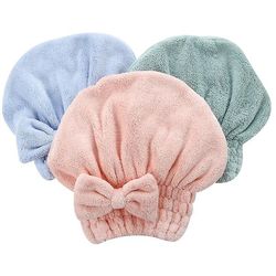 Kissqiqi Microfiber hår håndklæde wrap, 3 pack, hurtig tørt hår Turban