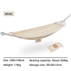 Natureifa-hamac af dobbeltcamping i lærred, bærbar, foldbar, udvendig, 2 realkreditlån, anti-reversering White-Hammock