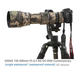 Begleri Linssin naamiointitakki sadesuoja Sigma 150-600mm F5-6.3 Dg Os HSM Contemporary (af-versio) aseiden suojaholkki Viidakko vedenpitävä