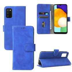 Etui til Samsung Galaxy A03s Cover Premium Læder Med Kortholder Flip Folio Magnetisk Etui Coque - Sort Blå