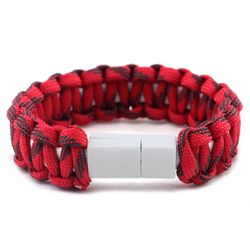 Sajygv Utomhus kamouflage flätat armband Micro USB Type-c laddningsdatakabel synkroniseringskabel för Iphone 6 / 7 / x Samsung S7 / s10 Mörk röd Fo...