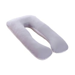 Puuvillainen tyynyliina U-muotoisille äitiystyynyille Pestävä mukava tyynynpäällinen kyljellään nukkuvalle tyynylle Harmaa valkoinen 70x130cm