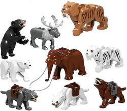 9kpl / sarja Kaupungin eläimet Rakennuspalikat Zoon Figures Malli Mammoth Sabertooth Koulutuslelut