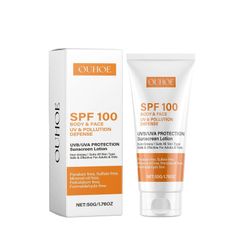 unbrand Aurinkovoide SPF 100, Kasvojen aurinkovoide, Vedenkestävä SPF 100 Kosteusvoide Rasvaton Aurinkovoide Kasvoille ja Vartalolle, UVB/UVA-suoja...