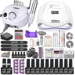 Kryp-35000rpm Nail Art Kit med 120W/54W LED neglelampe 40/30/20/10 Farger UV Polering Gel Polering Nail Art Kitcombo3