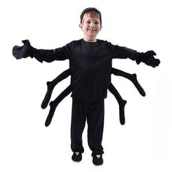 Lapsi Lapset Musta Hämähäkkipuku Tarantula Cosplay pojille Tytöt Halloween Purim Carnival Party Fantasia Dress Up 130-140CM