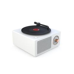 Yunshu Trådløs Bluetooth-højttaler, Retro Vinyl Record CD Style Player. Hvid 10.5*10.5*4.5cm