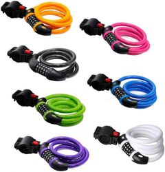 Ersam Pyörän lukko korkea turvallisuus 5-numeroinen nollattava yhdistelmä kelauskaapelilukko paras polkupyörälle ulkona, 1.2mx12mm vaaleanpunainen