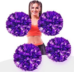 Ersam 4kpl metallifolio cheerleading pom poms, premium cheerleader pompoms -sarja, piristävät käsikukat 9,8 tuumaa