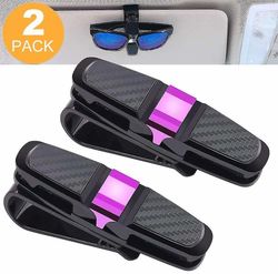 2 Pack solbriller briller Mount For Car, dobbelt-ended Clip -180 Roterende Bil Briller Holder Lilla
