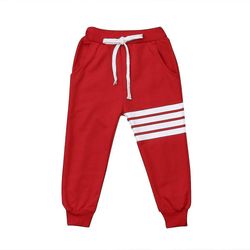 Stribede Bomuld Joggere Casual Track Bukser Bukser Sort
