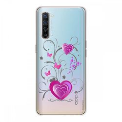 Crazy Kase Hull For Oppo Find X2 Lite i silikone 1 mm, hjerte og sommerfugl