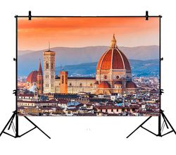 Abphqto 150x220cm kaupunkikuvan taustat, auringonlaskunäkymä Firenzessä ja Duomon katedraalissa, Italia Valokuvaus Taustastudio Rekvisiitta