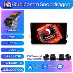 Scitoo Qualcomm Snapdragon Car Radio Multimedia Video Player til Toyota Auris E150 2006-2012 Trådløs Android Auto Hovedenhed 4G Wifi 8-256-360-DVR-2K