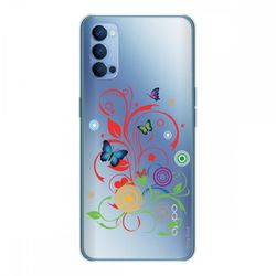 Crazy Kase Hull For Oppo Reno4 5g I Silikone Soft 1 Mm, sommerfugle og cirkler