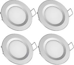 4 x LED upotettava kohdevalo 12v reikä 58-65mm 3w 3200k upotettava kattovalaisin matkailuautovene asuntovaunu van jahti lämmin valkoinen (hopea vii...