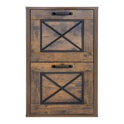 Succebuy 2 laatikon arkistokaappi, pystysuorat arkistokaapit, raskas kaappi 2-tasoisella säädettävällä ripustustangolla, hunajanruskea