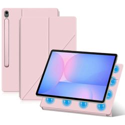 Kotelon kansi Samsung Galaxy Tab S10 FE+ -kotelolle Origami-teline PU-nahkainen magneettinen tabletin kansi vaaleanpunainen