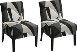 Linkrunning 2 stk Trykt armløs stol slipcover Stretch armløs accent stol betræk aftagelig accent tøfler stol betræk til stue spisestue hotel armløs