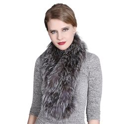 Ladies Long Natural Fox Fur aftagelige Silver Fox Fur Tørklæde H
