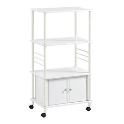 SoBuy FRG12-W, Keittiön mikroaaltouunin hylly säilytyskaapilla ja pyörillä, vapaasti seisova keittiön tarjoiluvaunun telinejärjestäjä 60x40x115cm V...