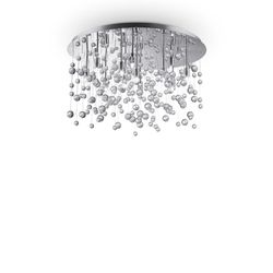 Ideal Lux Lighting Neve 12 Lys Store Semi blæst glasbobler Flush Loft Vedhæng Chrome, G9