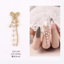 Nail Art smykker Pearl Skaldyr Søstjerner Love Pendant Ring Tide Nail Diamond 15312 guld