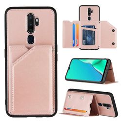 OPPO A9 2020 Skin Feel PU + TPU + PC:n takakannelle iskunkestävä kotelo korttipaikoilla ja pidikkeellä ja valokuvakehyksellä