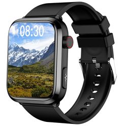 1.91 tommers IPS-skjerm Ip68 vanntett silikonbånd Smart Watch Svart