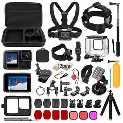 Yhteensopiva GoPro Hero 13 musta vedenpitävä kotelo Rintahihna Karkaistu lasi näytönsuoja Selfie Stick -tarvikesarjalla Kuten
