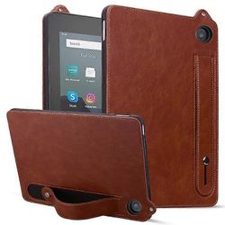 Yhteensopiva Amazon Fire HD 8 (2024) / (2020) -kotelon kanssa Käsihihna Jalusta Nahkainen Tabletin Kansi Ruskea